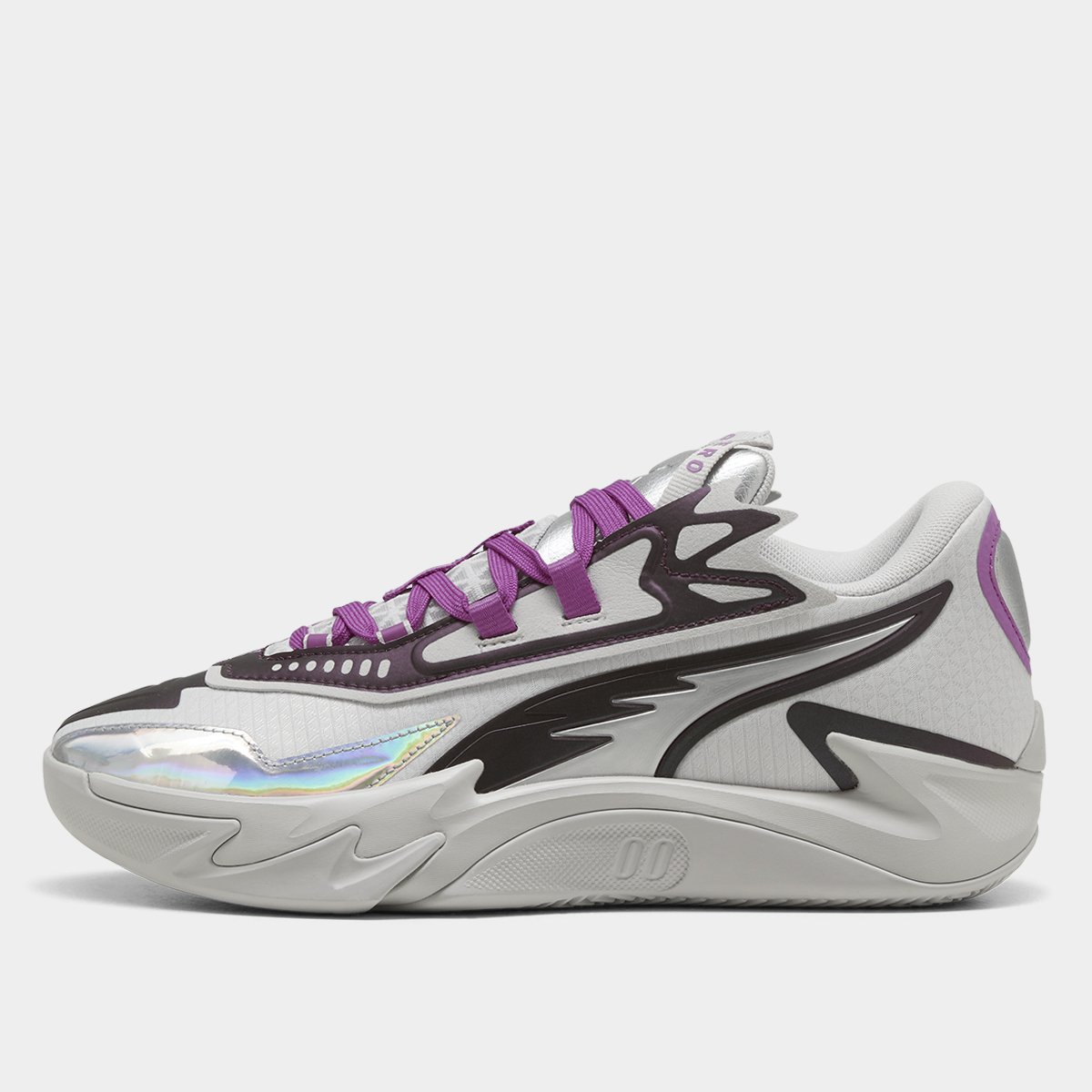 Miniatura Tenis Puma Scoot Zeros II Sterling Cinza+Roxo - 39