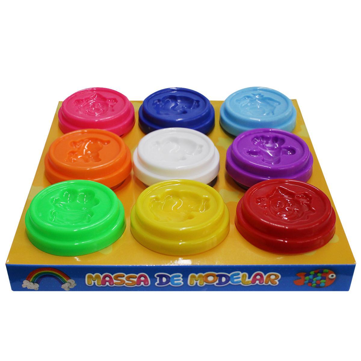 Miniatura Massinha De Modelar Animais Infantil 9 Cores Com Moldes 250G
