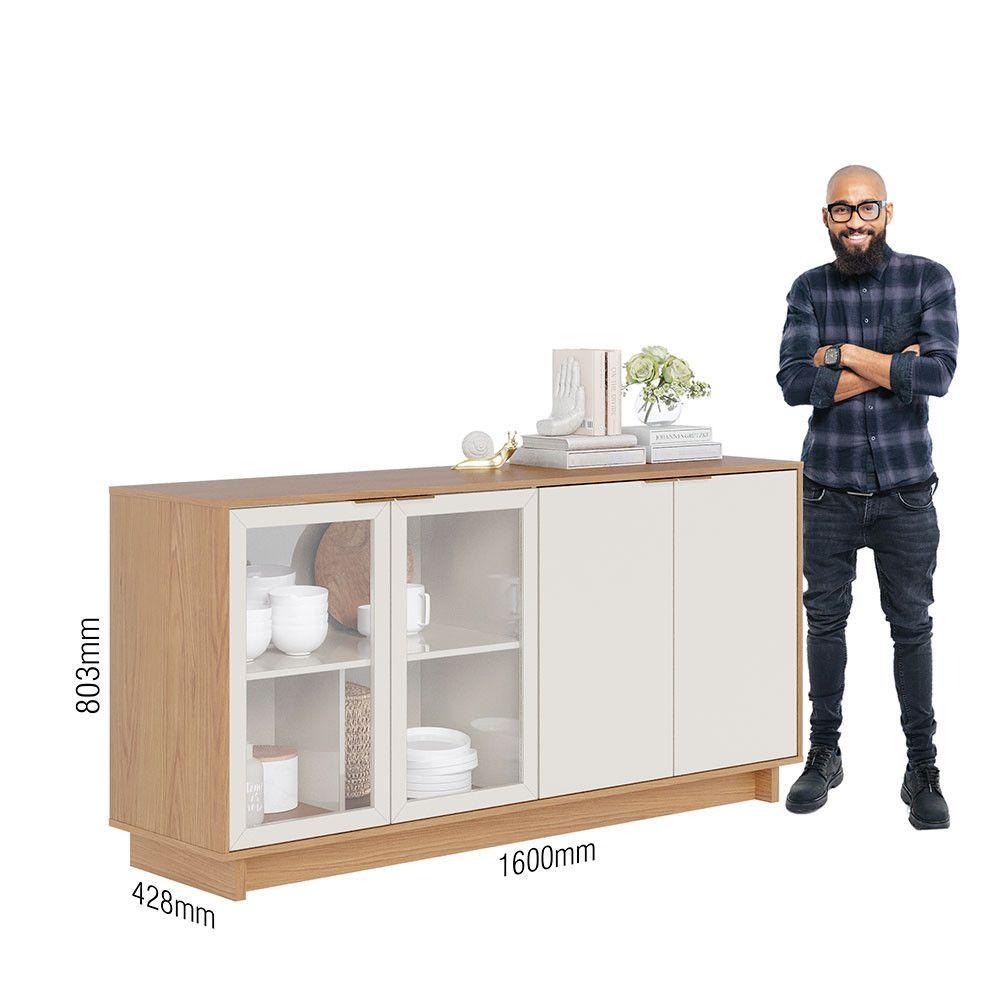 Miniatura Aparador Buffet Vitória 4 Portas Em Mdp Colibri Freijó/off White