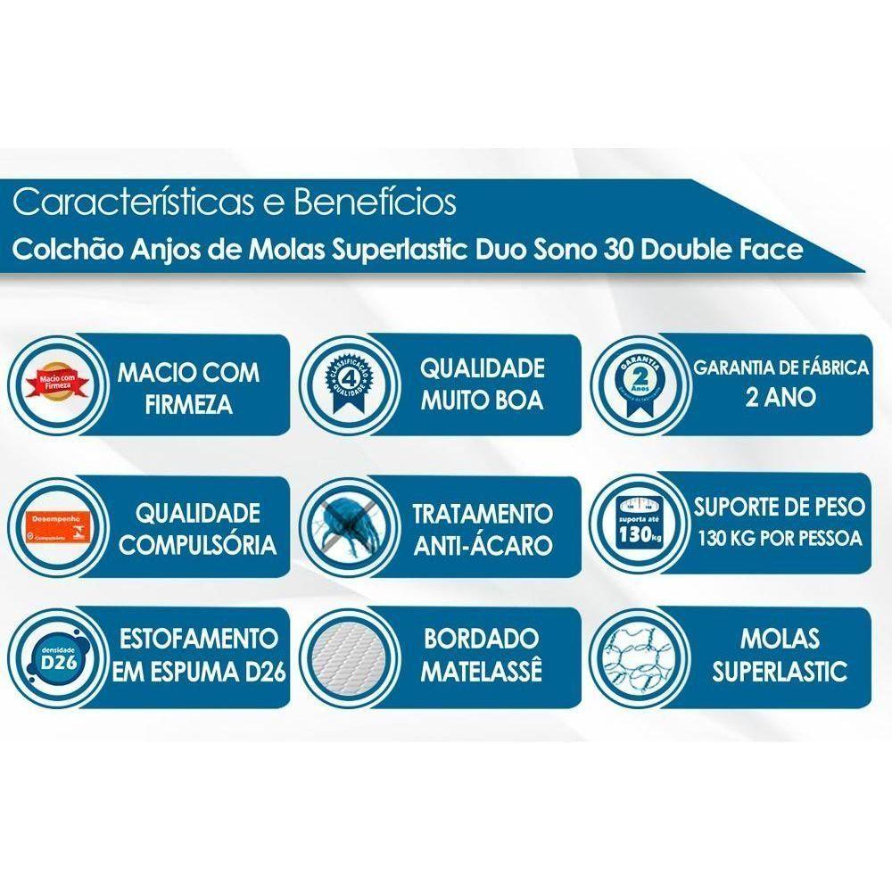 Cama Box Queen: Colchão Molas Anjos Superlastic Duo Sono + Base Crc Courano Brown(158x198)