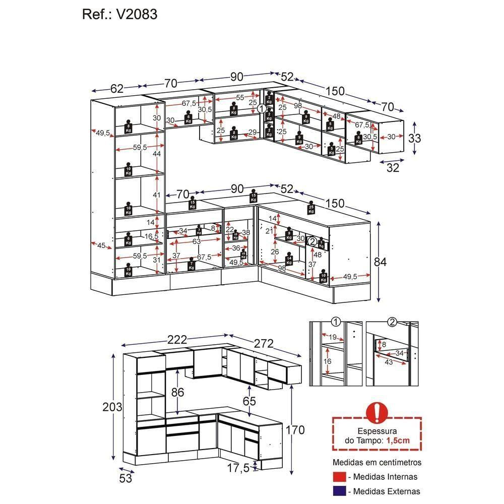 Miniatura Armário De Cozinha Completa De Canto Multimóveis Branco