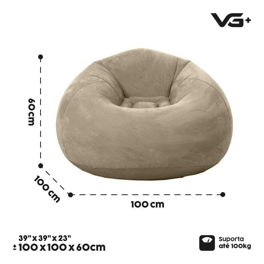 Miniatura Sofá Poltrona Puff Inflável Deluxe Aveludado Vg+ Marrom