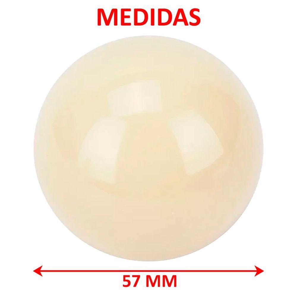 Miniatura Kit 6 Bolas Bolão De Bilhar Sinuca Profissional Branco 57mm