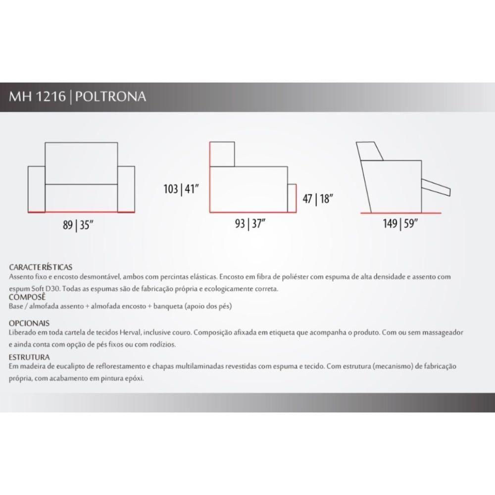 Miniatura Poltrona Do Papai Reclinável Mh1216 Two Way Courano Creme - Herval