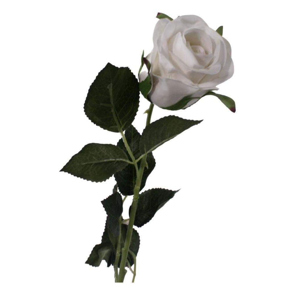 Miniatura Haste Flor Rosa Branca 71Cm