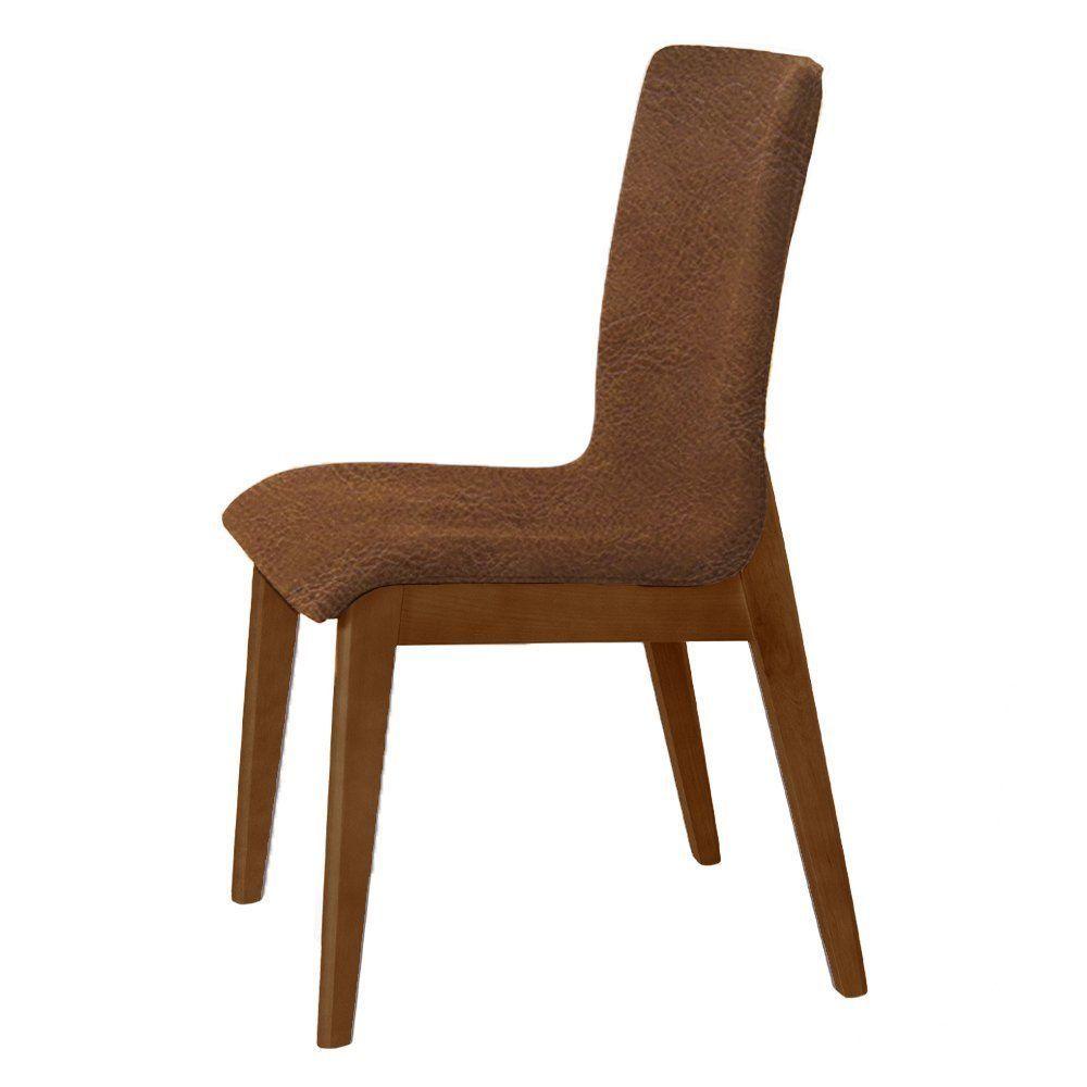 Miniatura Kit 6 Cadeiras De Jantar Luxo Diamante Estofadas Em Couro Pu Caramelo Base Madeira Maciça Imbuia