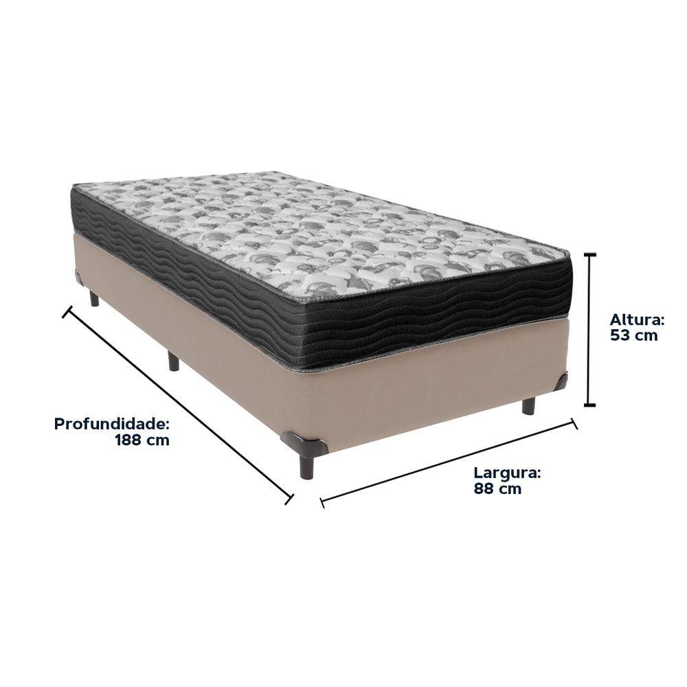 Cama Box Bege E Colchão Iso100 Espuma D33 Solteiro Ortobom