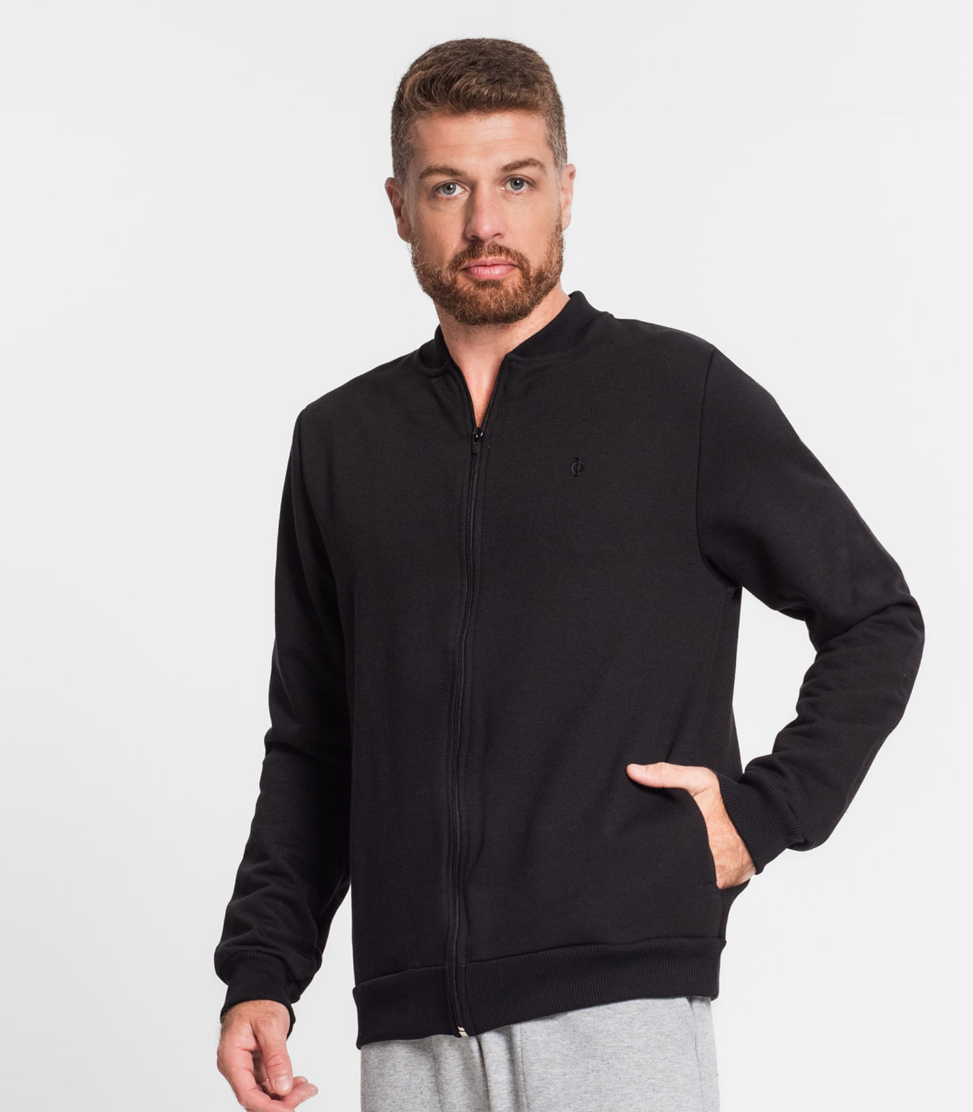 Miniatura Jaqueta Plus Size Masculina Em Moletom Diametro Preto Plus G1