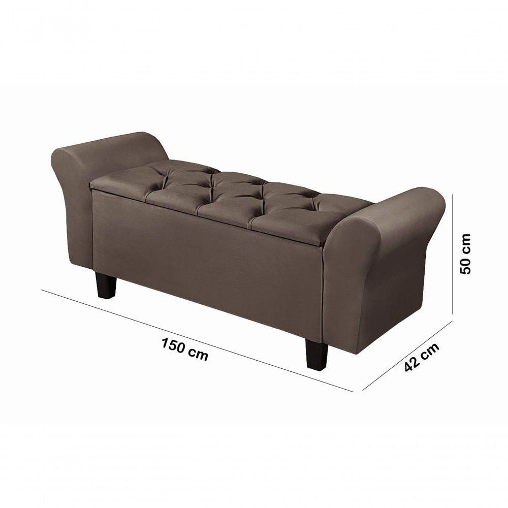Miniatura Recamier Baú Lara 150 Cm Para Cama Casal Cor Marrom