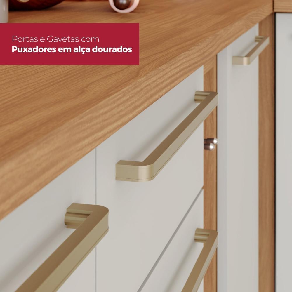Miniatura Kit Ilha Gourmet Balcão 2 Gavetas com Tampo Yasmin Espresso Móveis Nature/Areia