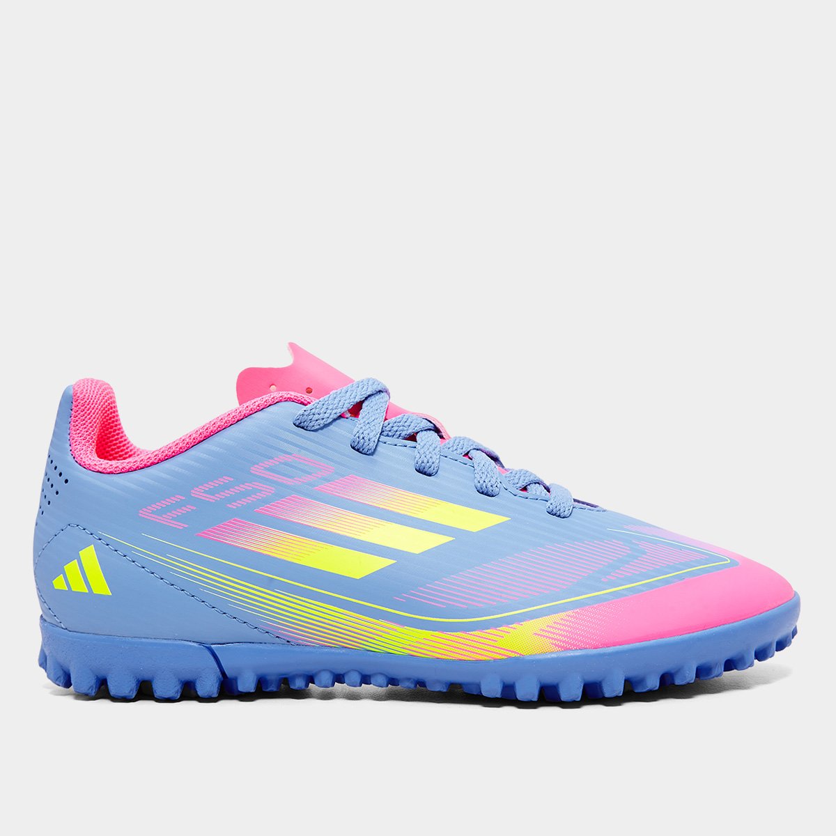 Miniatura Chuteira Society Infantil Adidas F50 Club Azul+Verde - 26