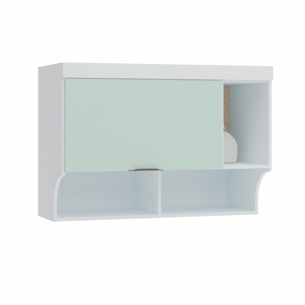Miniatura Armário Aéreo Ponte Modulado 1 Porta 1 Nicho Infinity Móveis Castro Branco Line/Pistashe