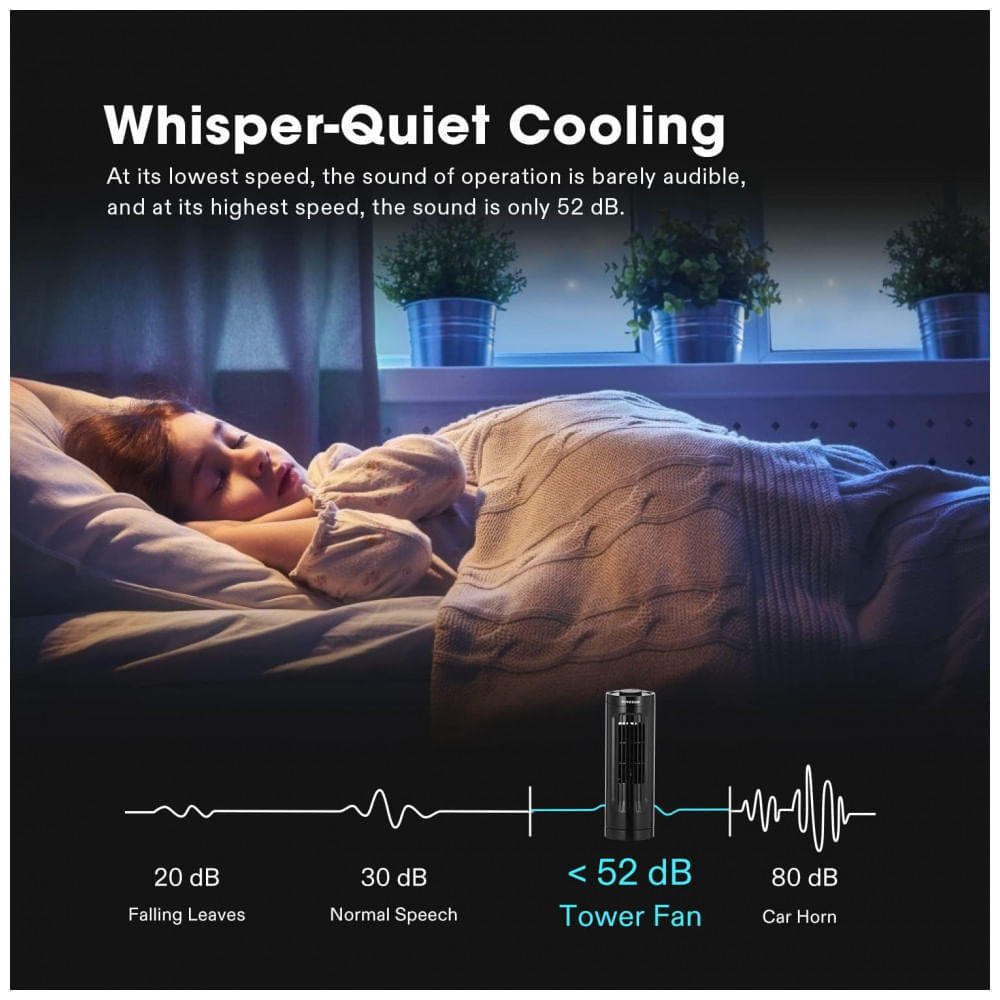 Miniatura Ventilador de Mesa sem Lâmina com 3 Velocidades, Oscilações de 70, Portátil e Compacto, 110V, VIVOSUN 13, Preto