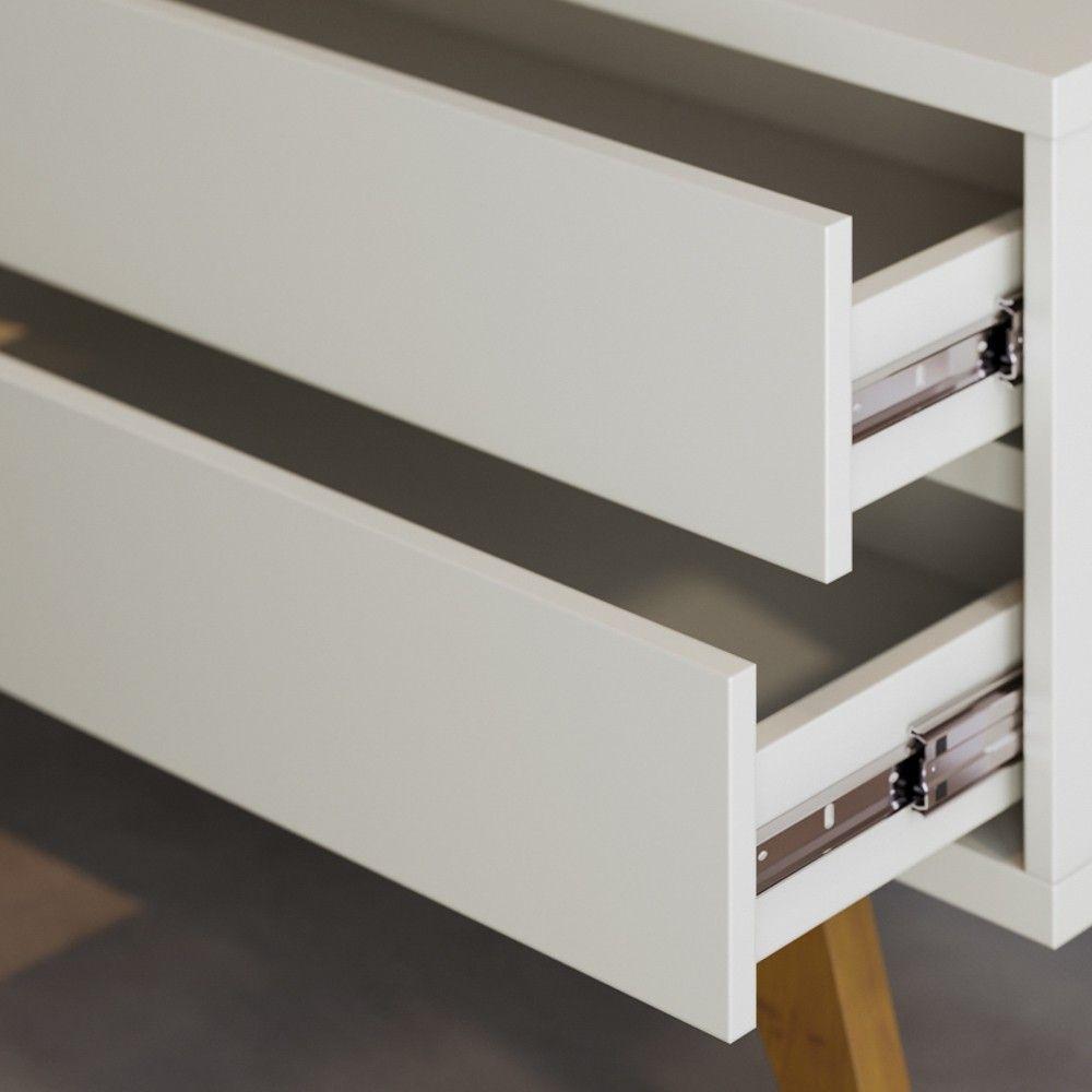 Miniatura Painel Para Tv 75 Pol Chile E Rack Bancada Itália C05 Off White Matte/freijó - Mpozenato