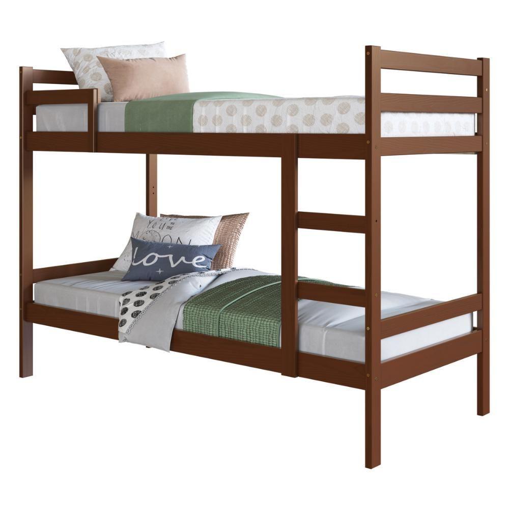 Miniatura Beliche De Madeira Maciça Para Colchão 88x188cm Multimóveis Cr35272 Walnut