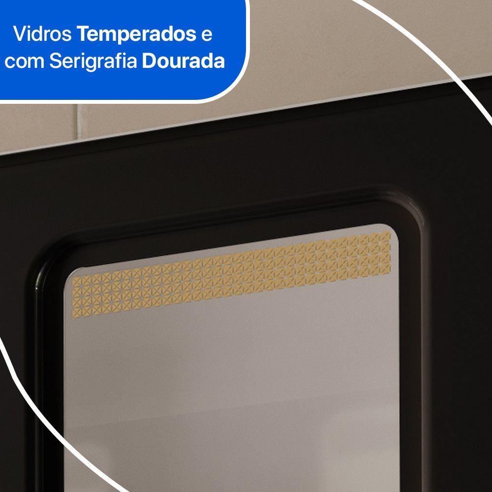 Miniatura Armário Aéreo De Cozinha ágata 3 Portas Com Vidro 817007 Telasul Preto