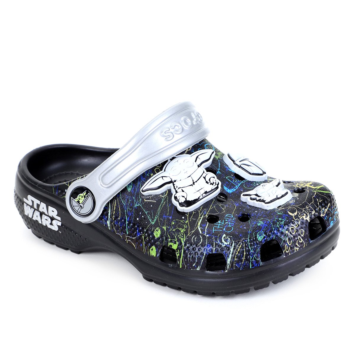 Miniatura Crocs Infantil Star Wars Baby Yoda Masculino Preto - 22
