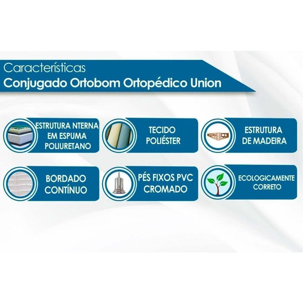 Miniatura Cama Box Conjugado Casal: Colchão Ortopédico Union (138x188) Ortobom