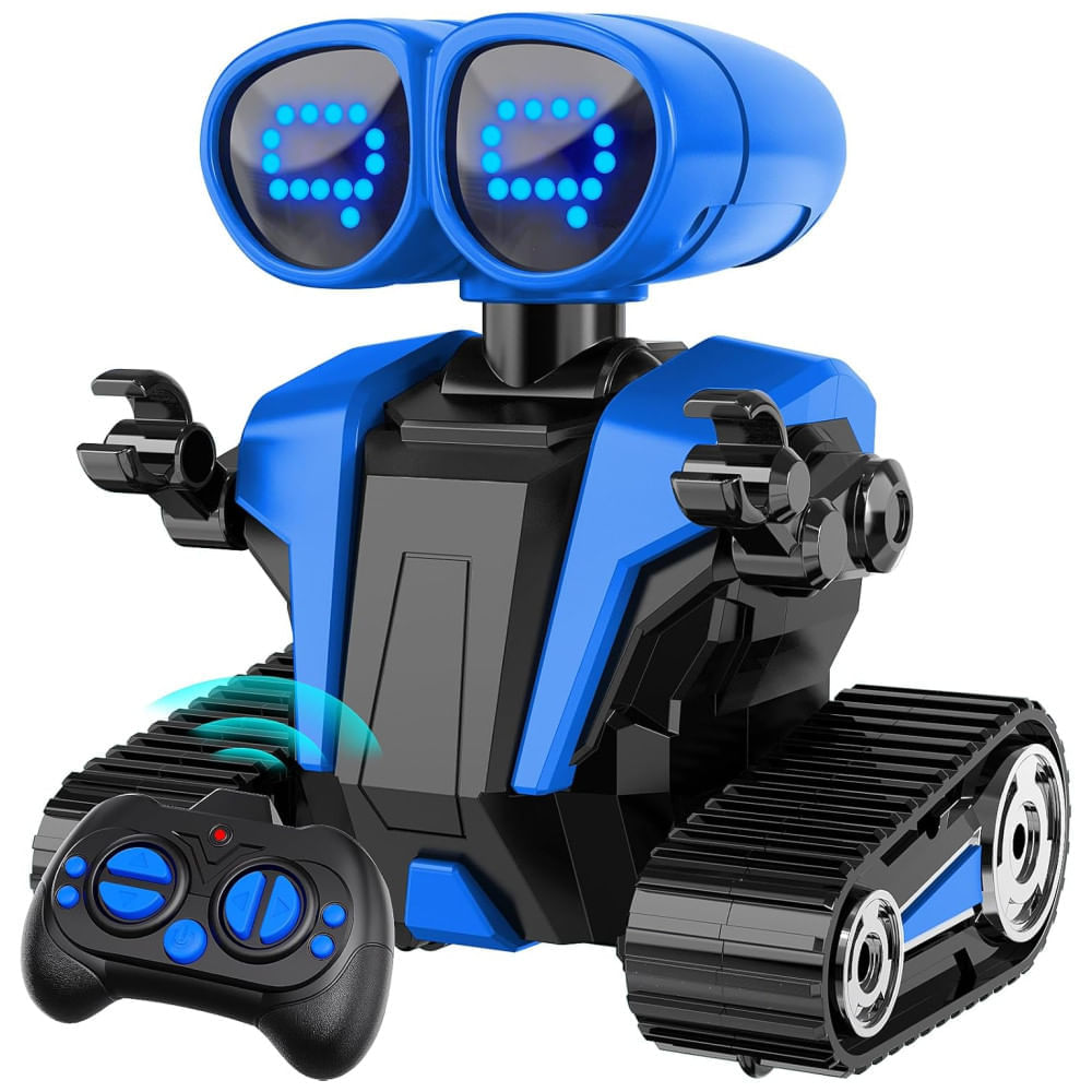 Miniatura Robô com Demonstração Automática para Crianças, Controle Remoto, Robô Recarregável com Olhos LED, Robô Inteligente Azul para Crianças,MindPal.