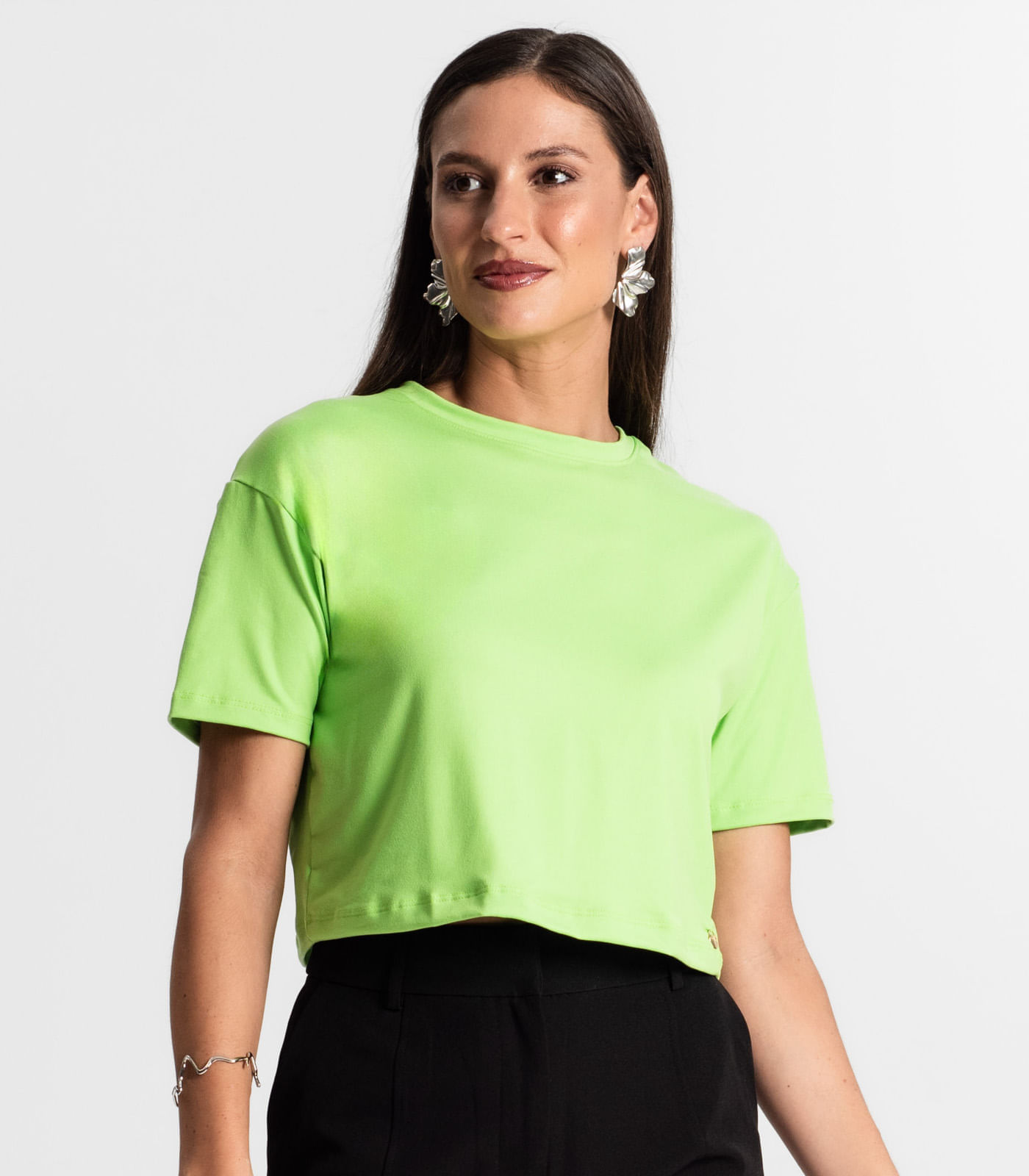 Miniatura Blusa Cropped Manga Curta Rovitex Verde G