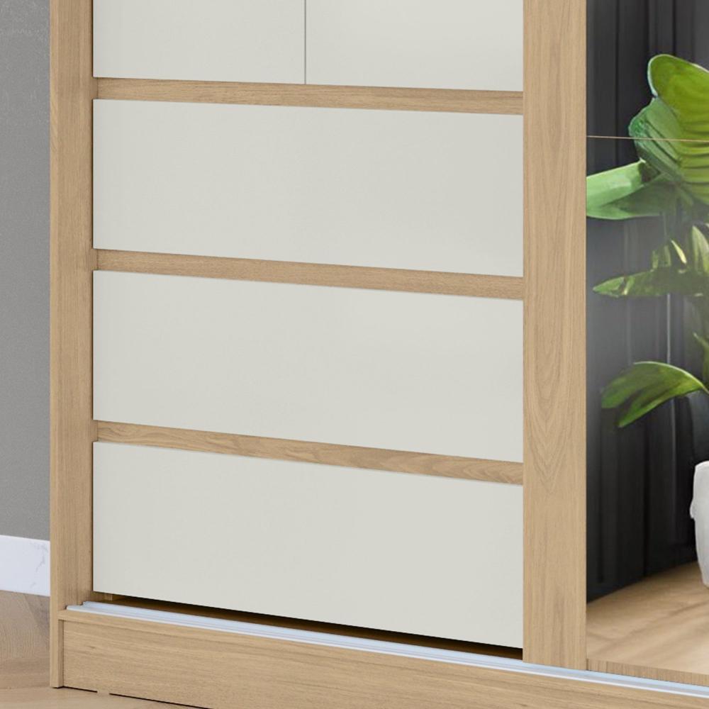 Guarda-roupa Casal Bagda 3 Portas 3 Gavetas com Espelho Castanho/Off White