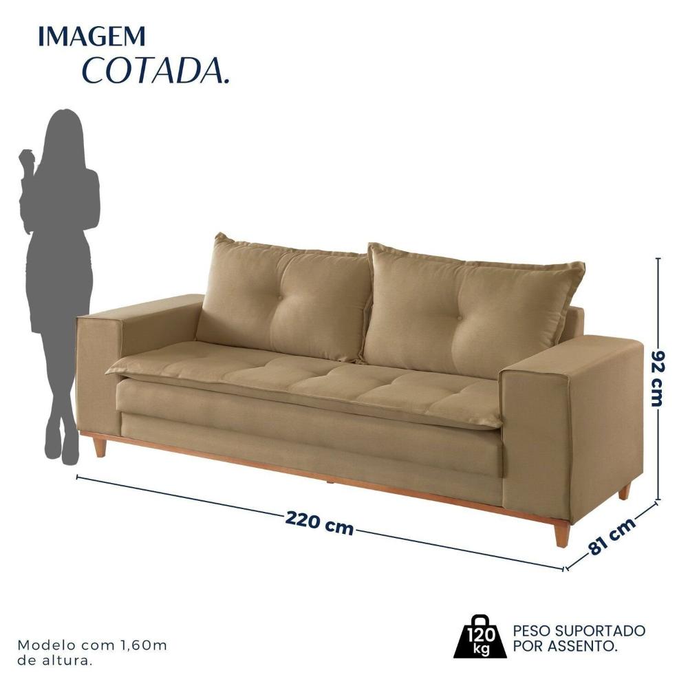 Miniatura Sofá 4 Lugares 220cmx 92cm X 81cm Caparaó Bege