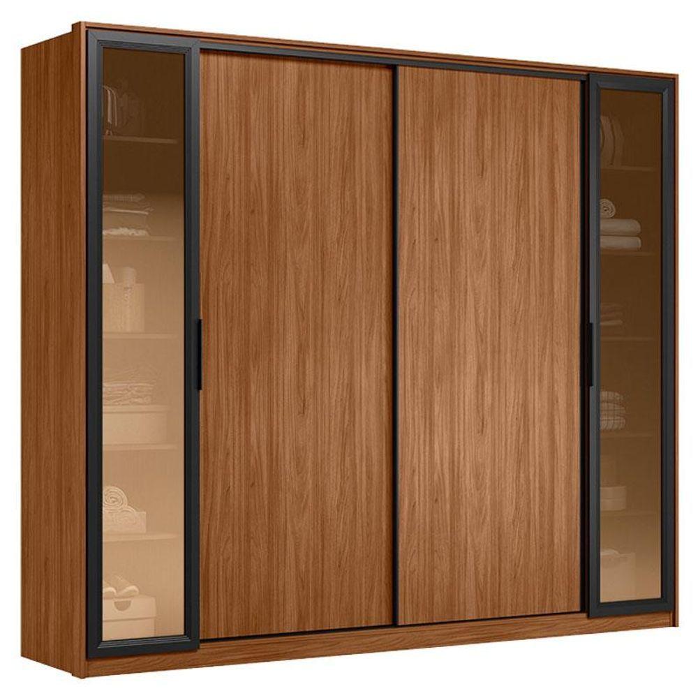 Guarda Roupa Casal Laredo Ambiente Nogueira Nude Prime Tx Flex Com Vidro Reflecta Demóbile