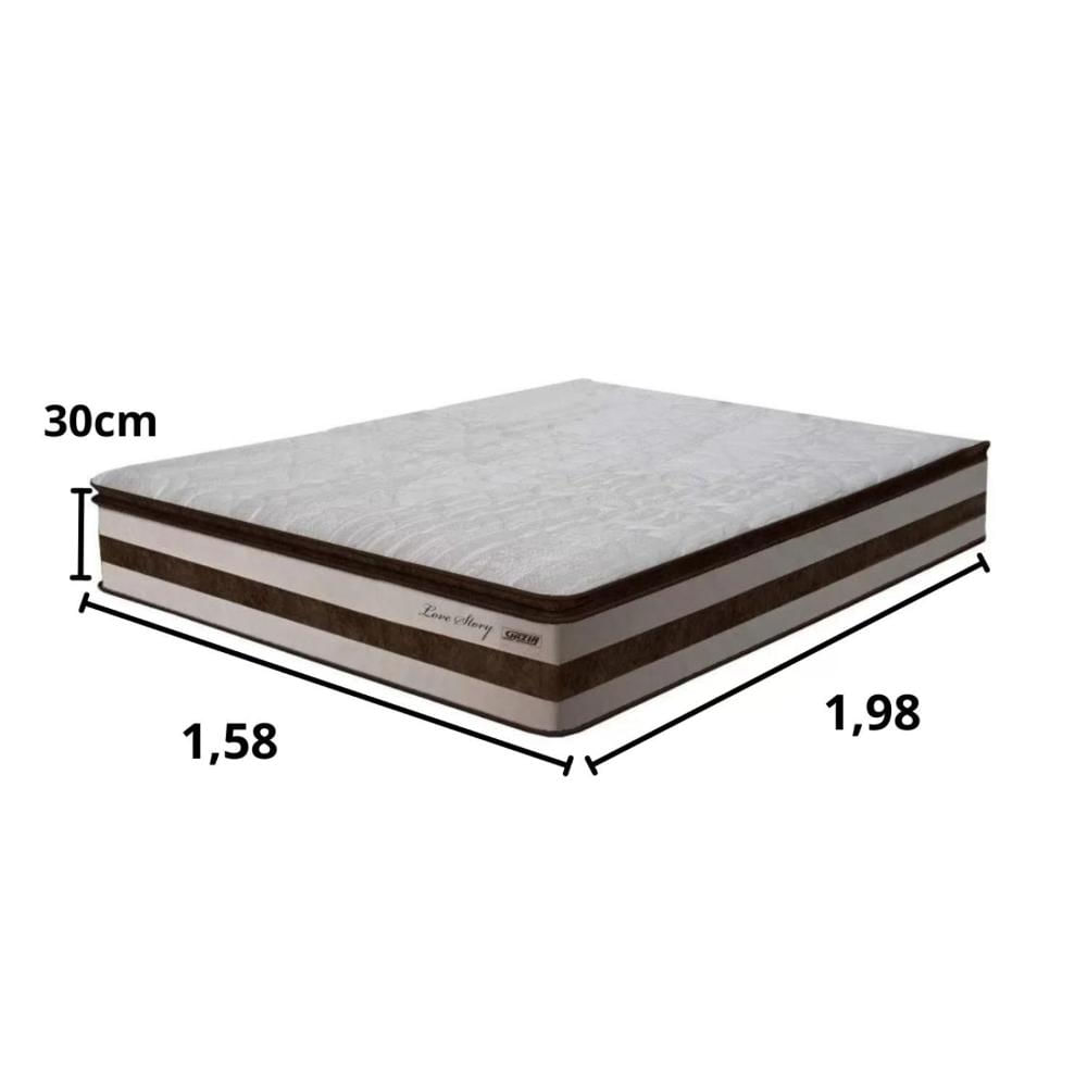 Miniatura Colchão Queen Molas Ensacadas Love Story HF Gazin 30cmx198cmx158cm Bege/Marrom