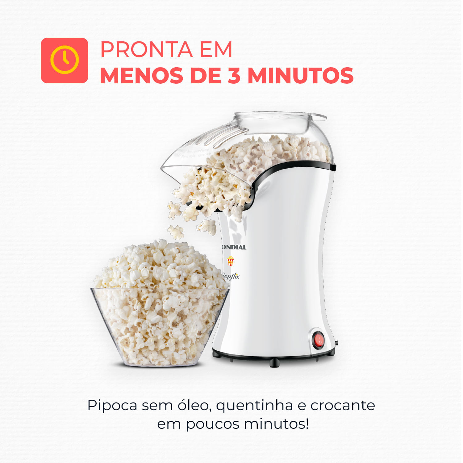 Miniatura Pipoqueira Mondial  Popflix PP-04 PIPOQUEIRA-127V-BRANCO