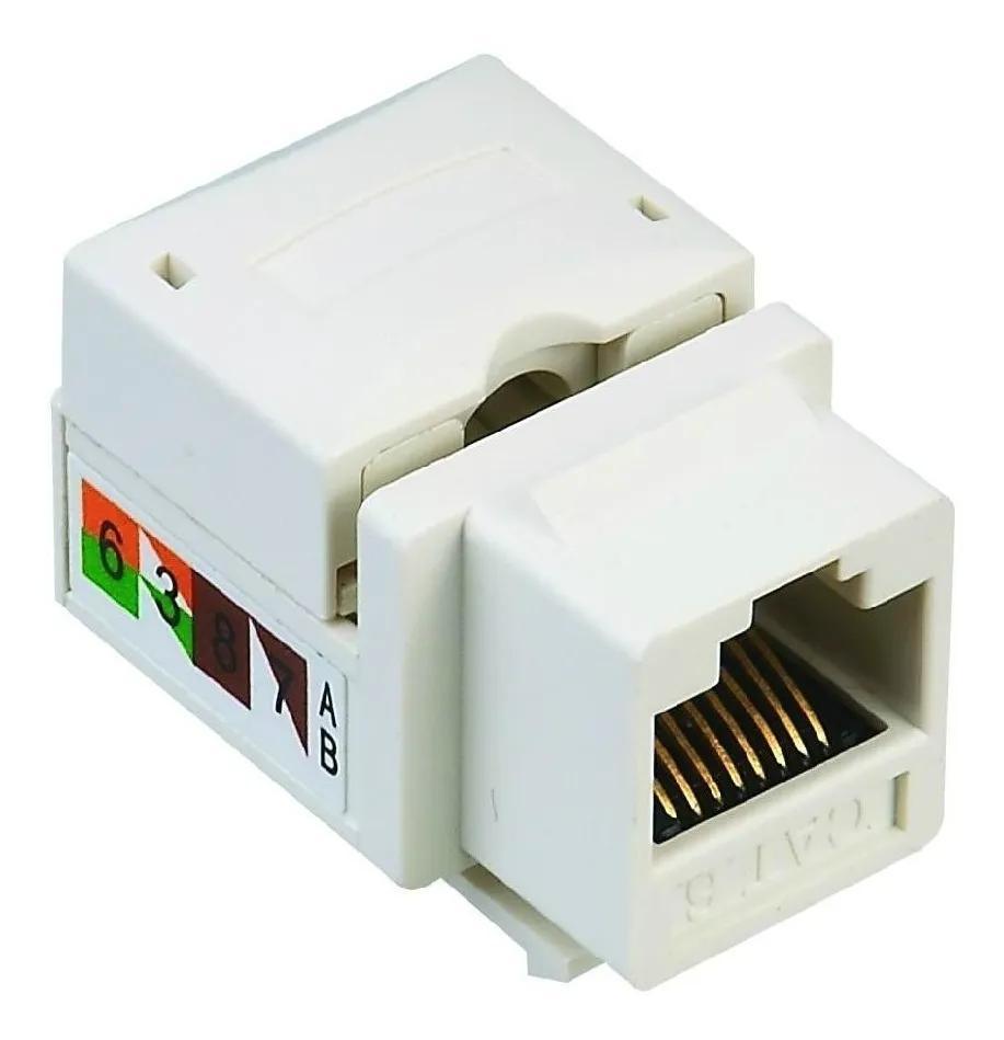 Miniatura Conector Rj45 Keystone Cat.6 Branco - Pacote 10 Unidades