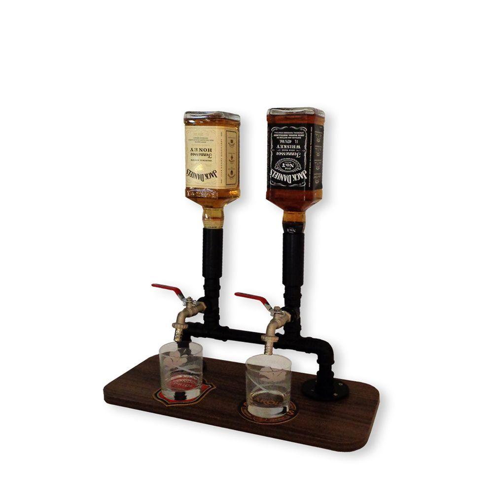 Miniatura Dispenser Dosador Bebidas Whisky Bar Adega Estilo Industrial Preto Laca