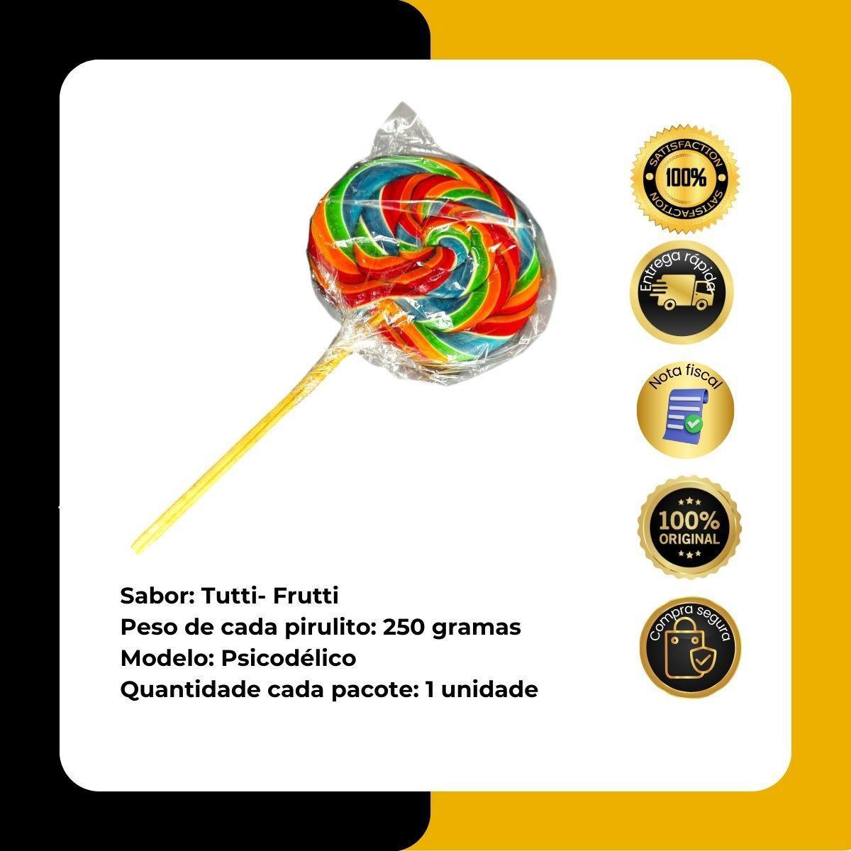 Miniatura Kit 2 Pirulitos Gigantes 250 Gr Psicodélicos 16Cm Coloridos