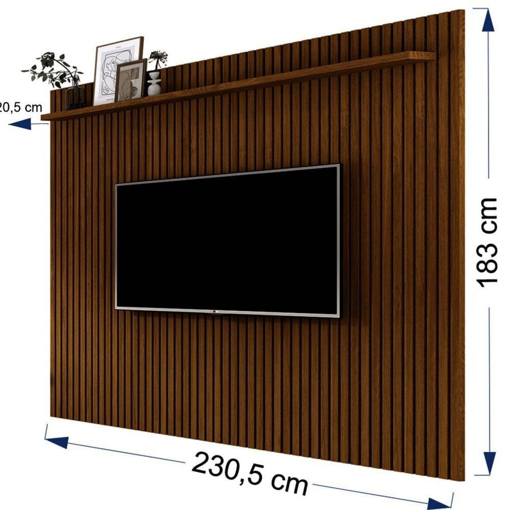 Rack com Painel para Tv 86 Polegadas Pés em Madeira Maciça Vivare Freijó/Off White