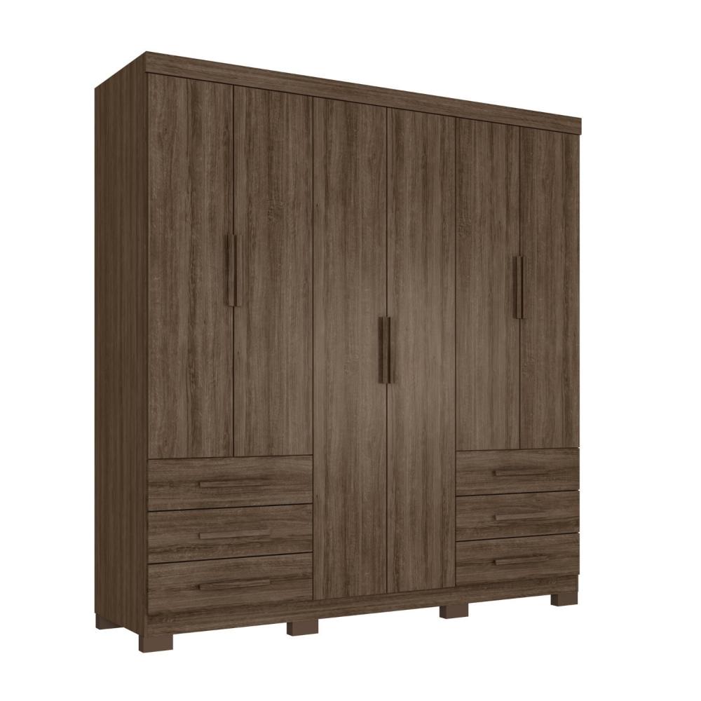 Guarda Roupa Artico 6 Portas 6 Gavetas Nogueira