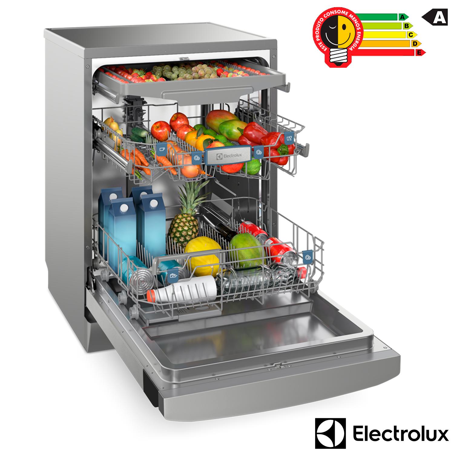 Miniatura Lava-Louças Electrolux com a porta Inox, 14 Serviços, 07 Programas de Lavagem e Função Higienizar Compras - LL14X 110