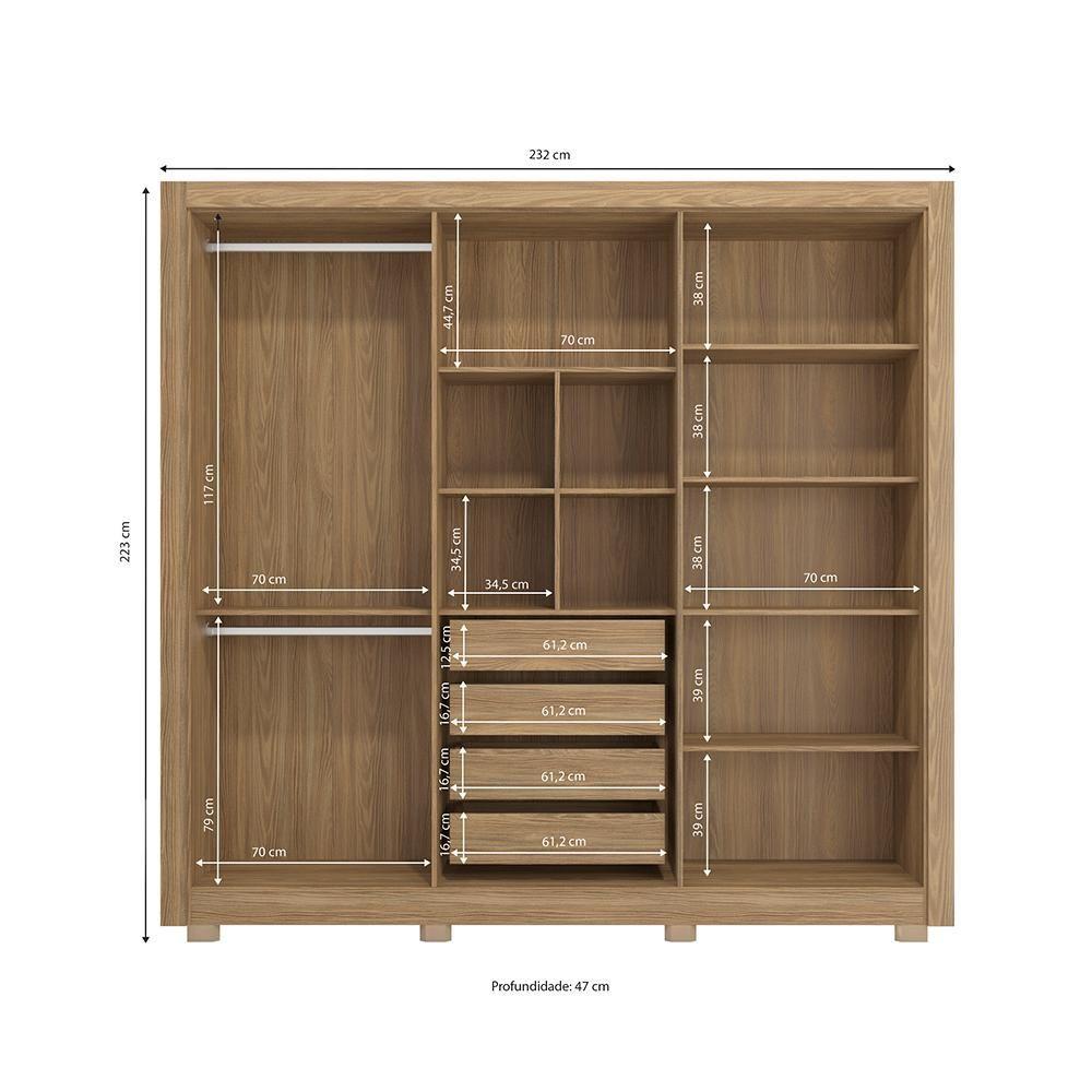 Miniatura Guarda Roupa Kappesberg Com Pés E Espelho 6 Portas 4 Gavetas