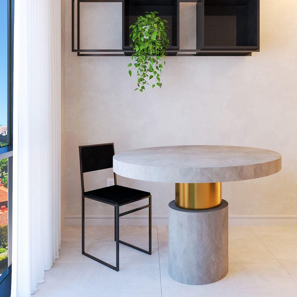 Miniatura Kit 2 Cadeiras De Jantar Industrial Assento Estofado Veludo Preto Isa - Preto