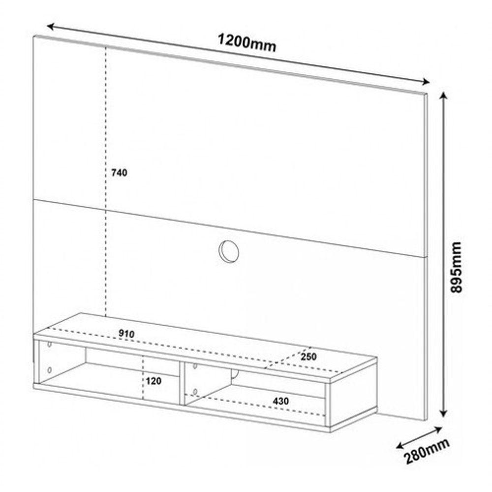 Miniatura Painel Para Tv Até 42 Artely Flash Cor Freijo Com Off White