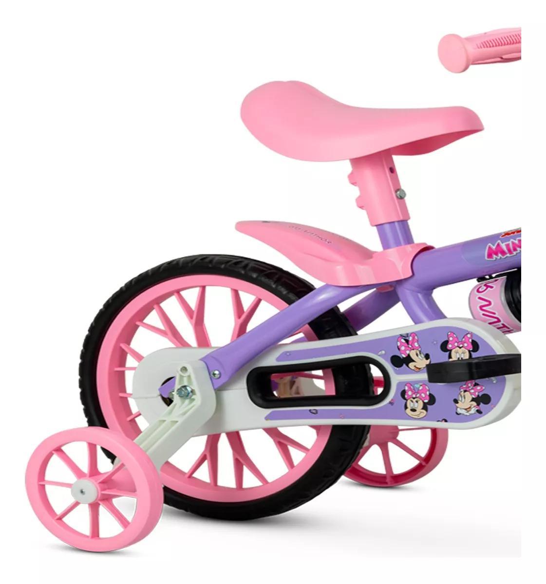 Miniatura Bicicleta Infantil Nathor Aro 12 Minnie Rodinhas Segurança
