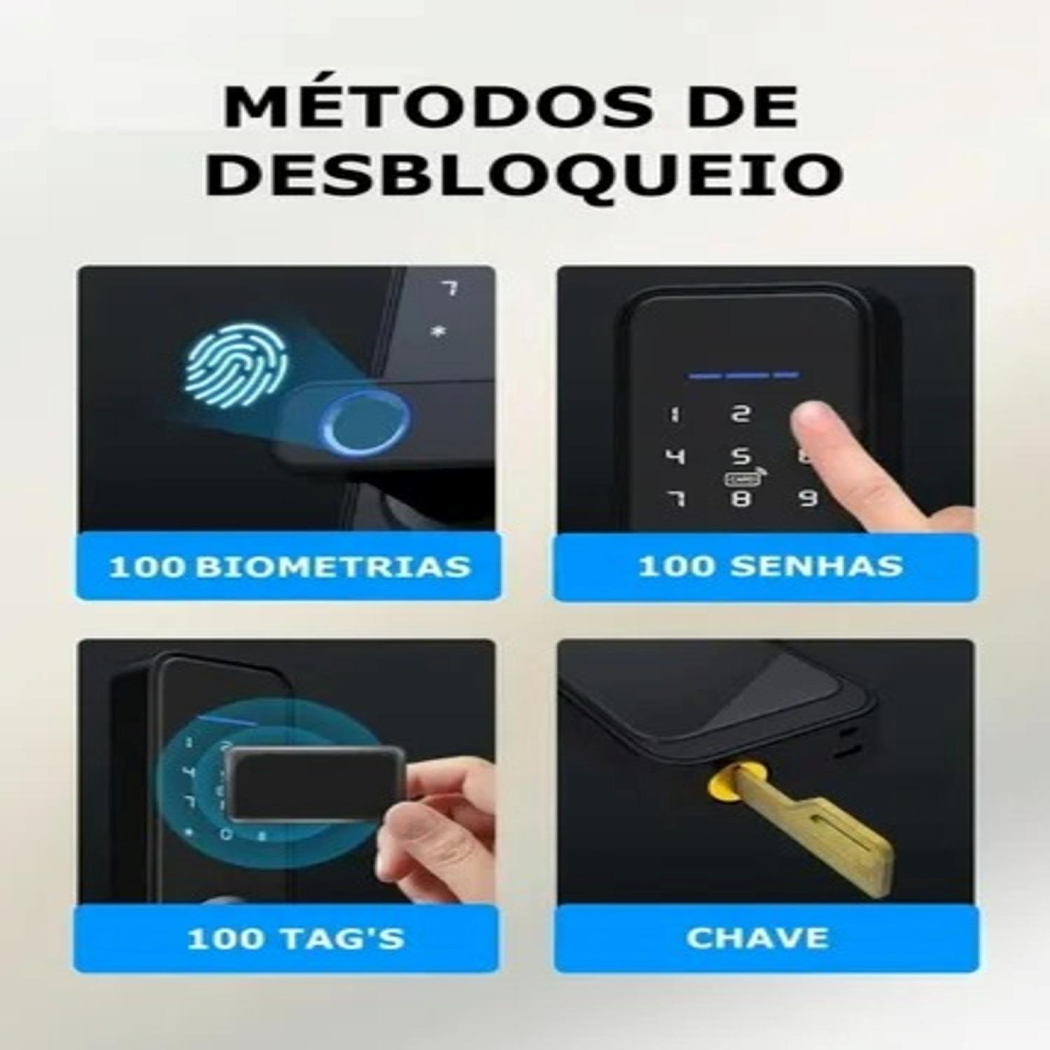 Miniatura Fechadura Digital Eletronica Biometria Senha Trava Primebras