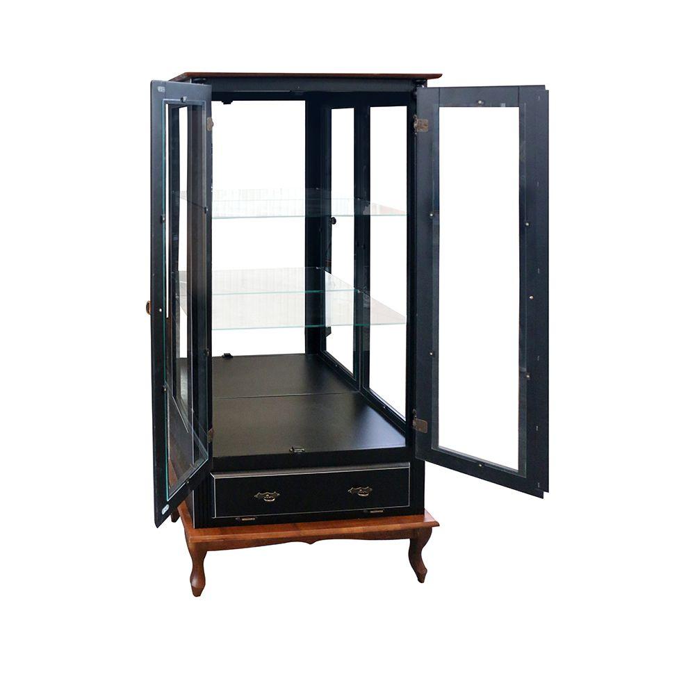Miniatura Cristaleira Vitrine Espelhada Antique Média Laca Preta