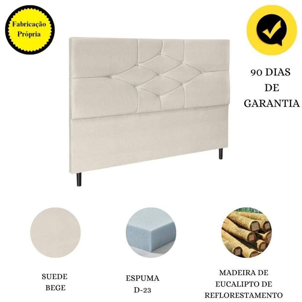 Miniatura Cabeceira Cama Box Queen 160cm Virgínia Suede Bege E Frame