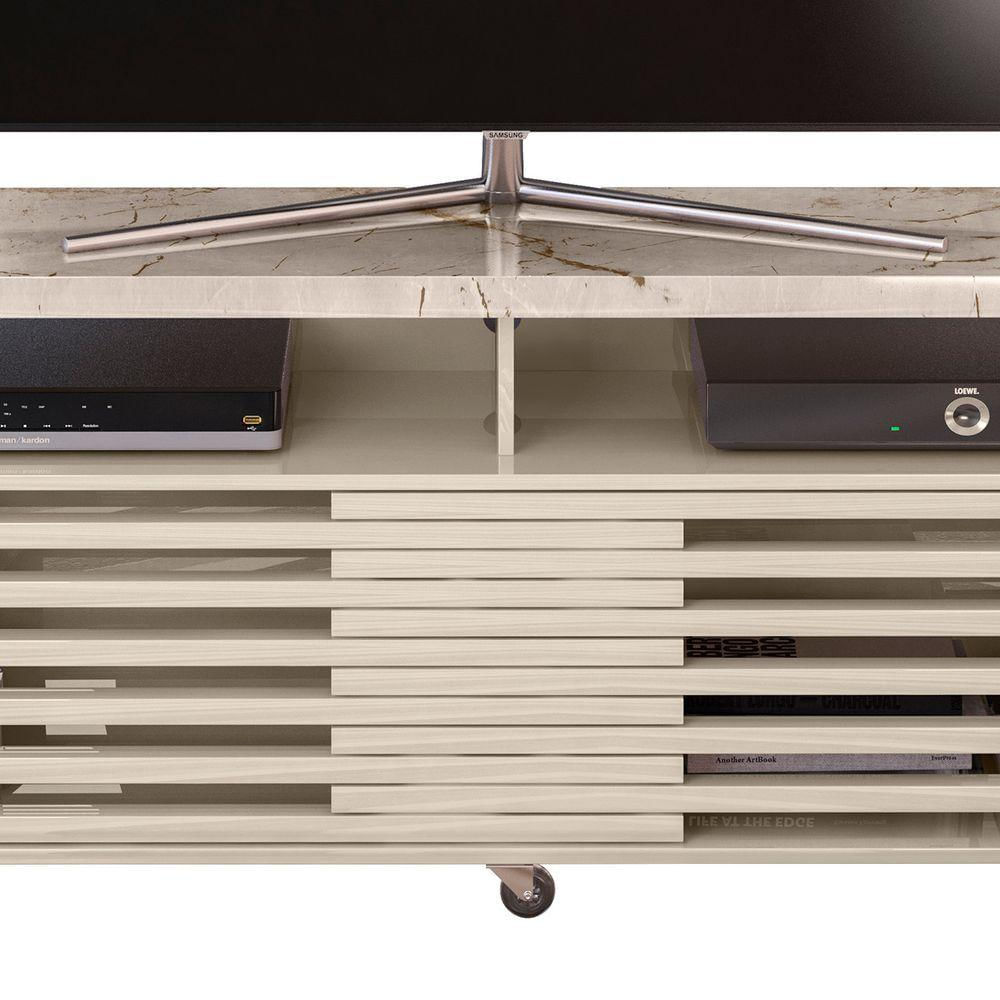 Miniatura Rack Bancada De Tv 65 Pol 182cm Tery Z10 Off White Calacata Mpozenato