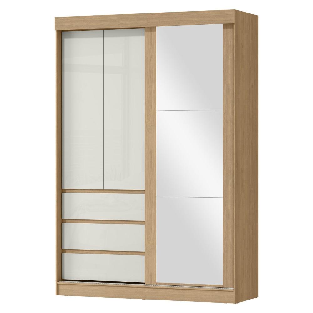 Miniatura Guarda-roupa Casal Bagda 3 Portas 3 Gavetas com Espelho Castanho/Off White