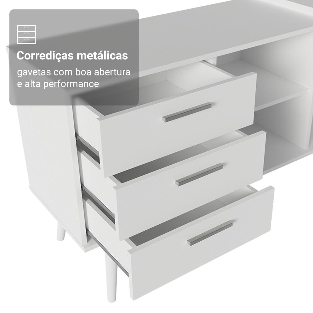 Escrivaninha Em L Mesa Para Computador Gamer 3 Gavetas Lisboa Madesa Branco
