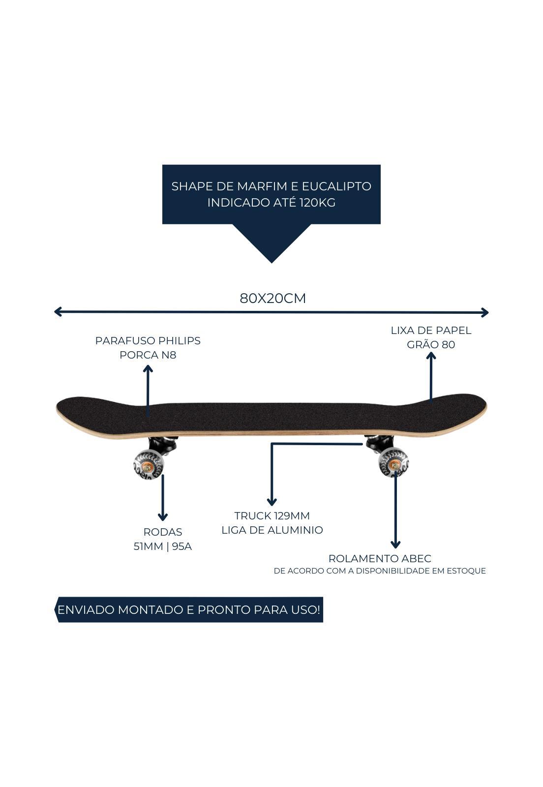 Miniatura Skate Montado Semi Profissional Cisco Ninja 8.0 Laranja