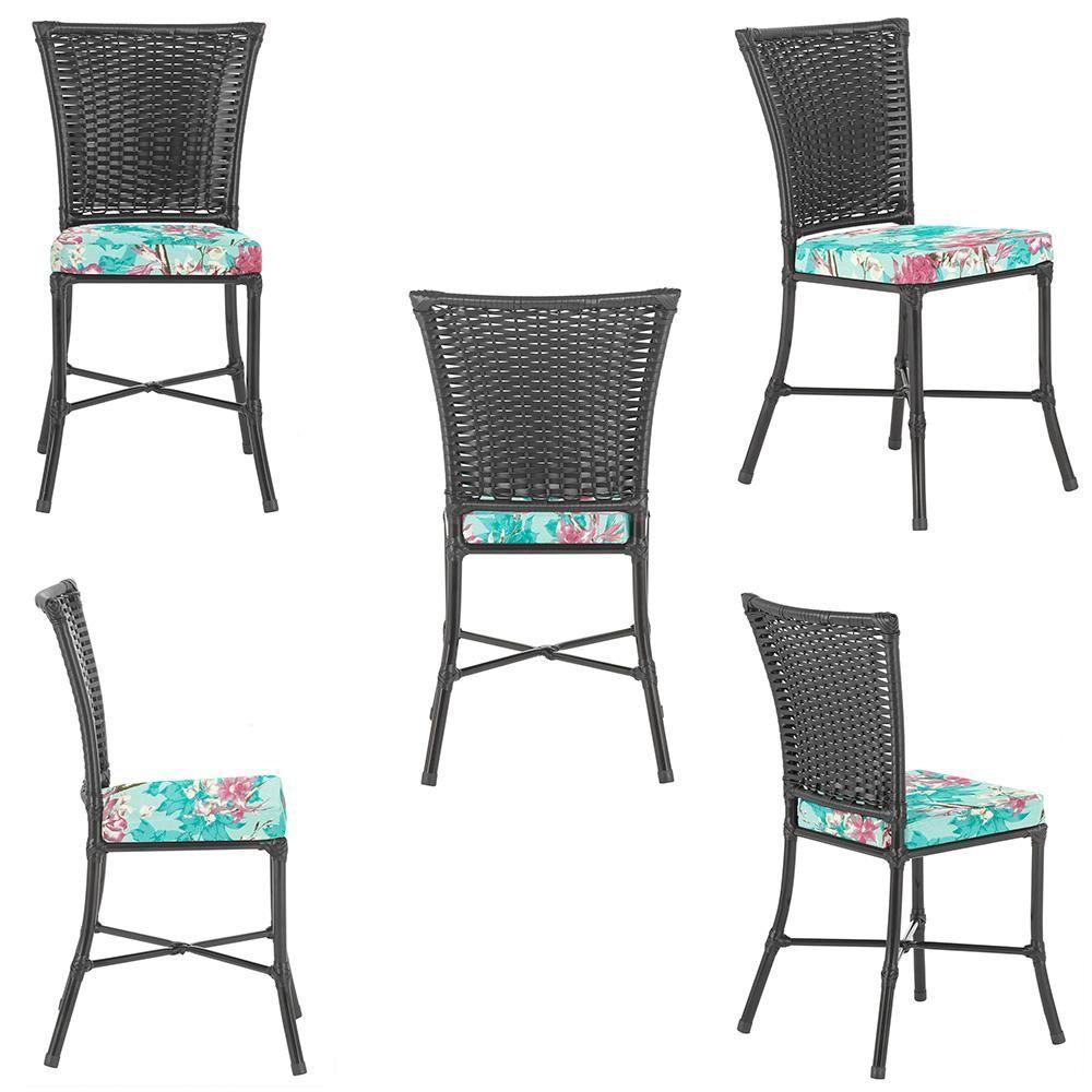 Miniatura Jogo De Cadeiras Para Cozinha - Kit Com 5 Cadeiras Em Aluminio E Fibra Sintetica Turquia Preta Z19