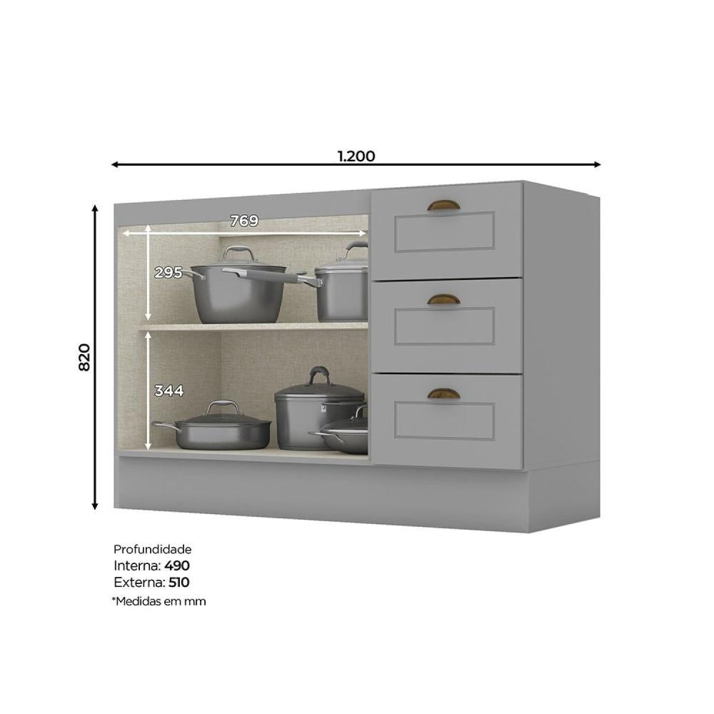 Miniatura Cozinha Compacta 6 Peças com Tampo Para Cooktop Emily Cinza/Nature