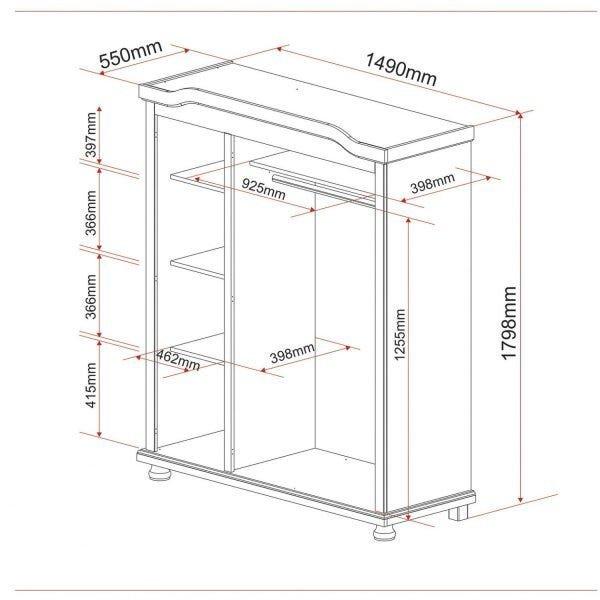 Miniatura Guarda Roupa Solteiro 3 Portas 4 Prateleiras Madeira Maciça Provençal Bastian Inter Link Branco Lavado