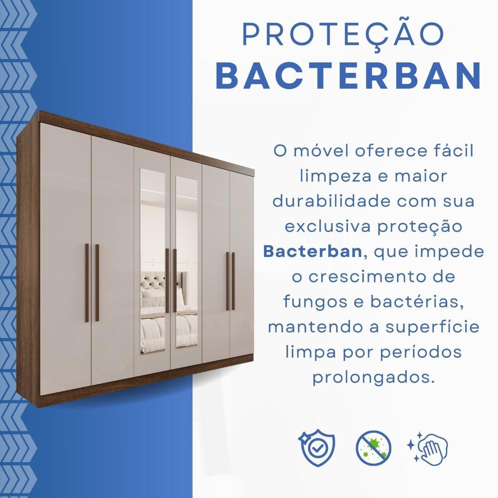 Guarda-roupa Casal 6 Portas 3 Gavetas com Espelho Roma Espresso Móveis Imbuia/Off White